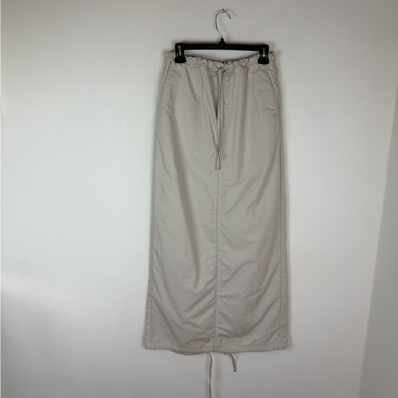 Helsa NEW Workwear Long Y2K Khaki Cotton Casual Tan Maxi Skirt in Taupe Size S - Picture 3 of 9